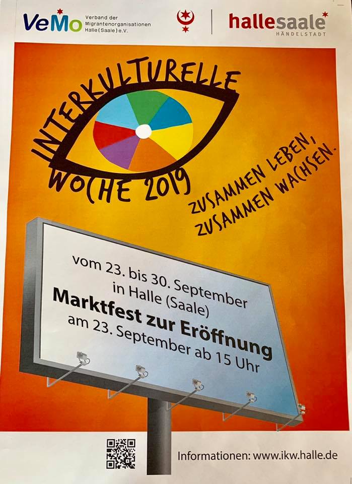 Plakat zum bundesweiten Auftakt der Interkulturellen Woche in Halle (Saale)