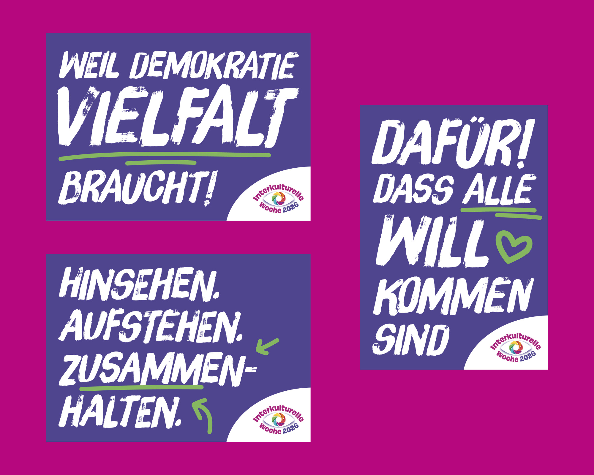 Drei Motive mit Slogans passend zur IKW