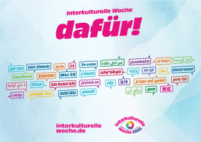 Das Motto der IKW 2026 "dafür!" in vielen Sprachen