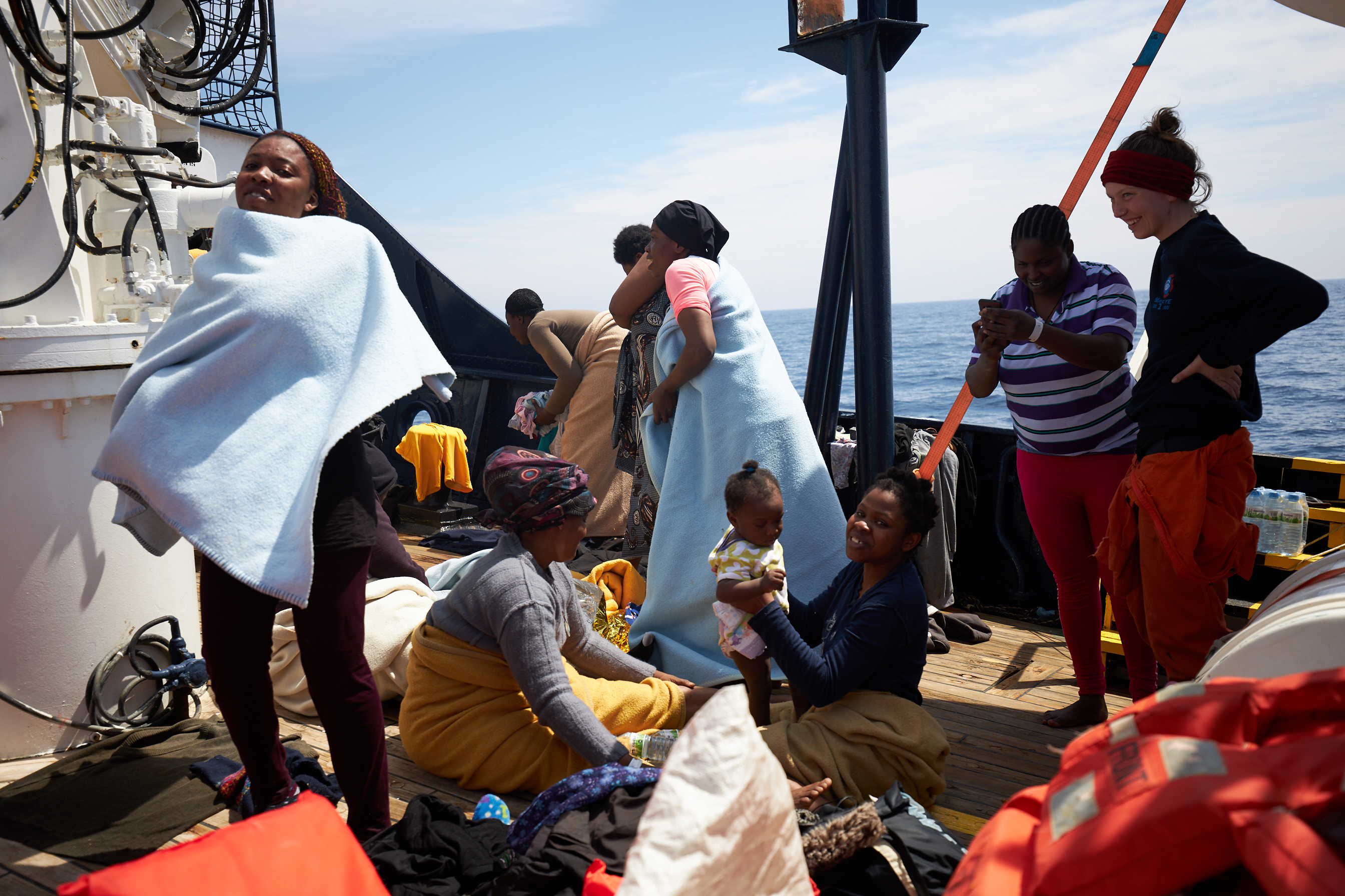 Rettungseinsatz der Organisation SEA-EYE auf dem Mittelmeer.