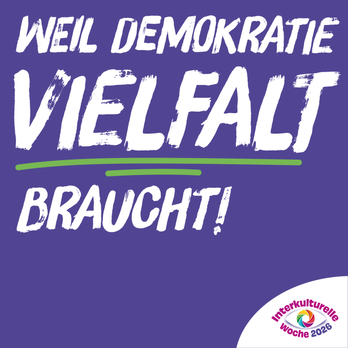 IKW-Motiv mit dem Slogan "Weil Demokratie Vielfalt braucht".