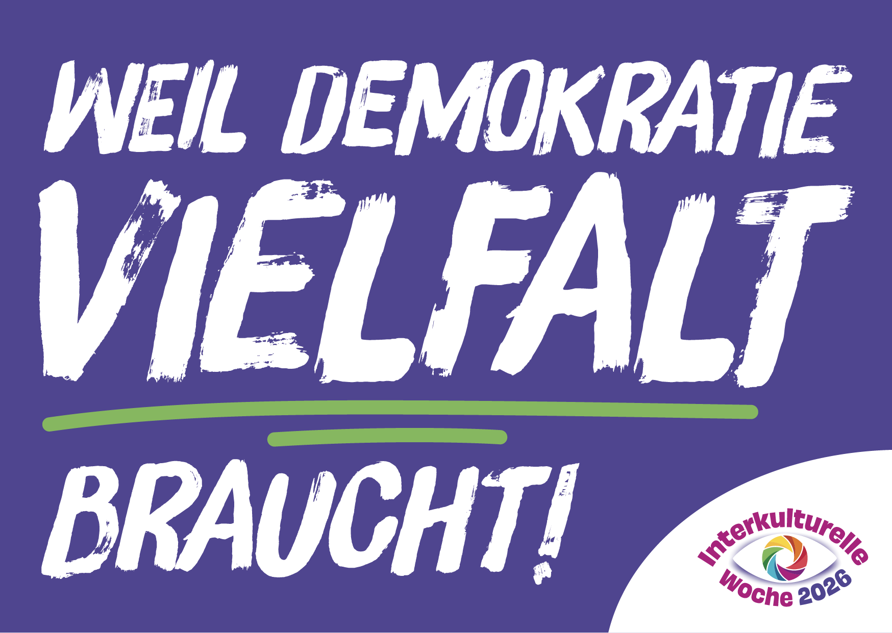 Postkarte mit dem Slogan "Weil Demokratie Vielfalt braucht!"