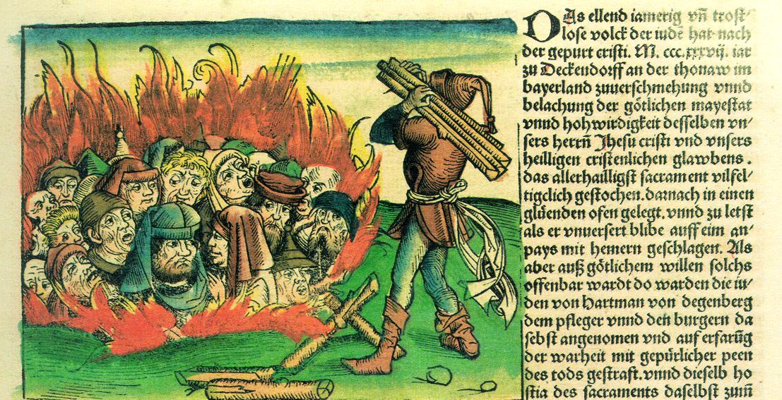 Aus der Schedelschen Weltchronik von 1493: Bericht über Pogrom gegen die Juden in Deggendorf 1338.